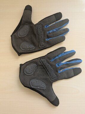 BEACE Full Finger Cycling Gloves XL Black Blue Touchscreen Anti-Slip MTB